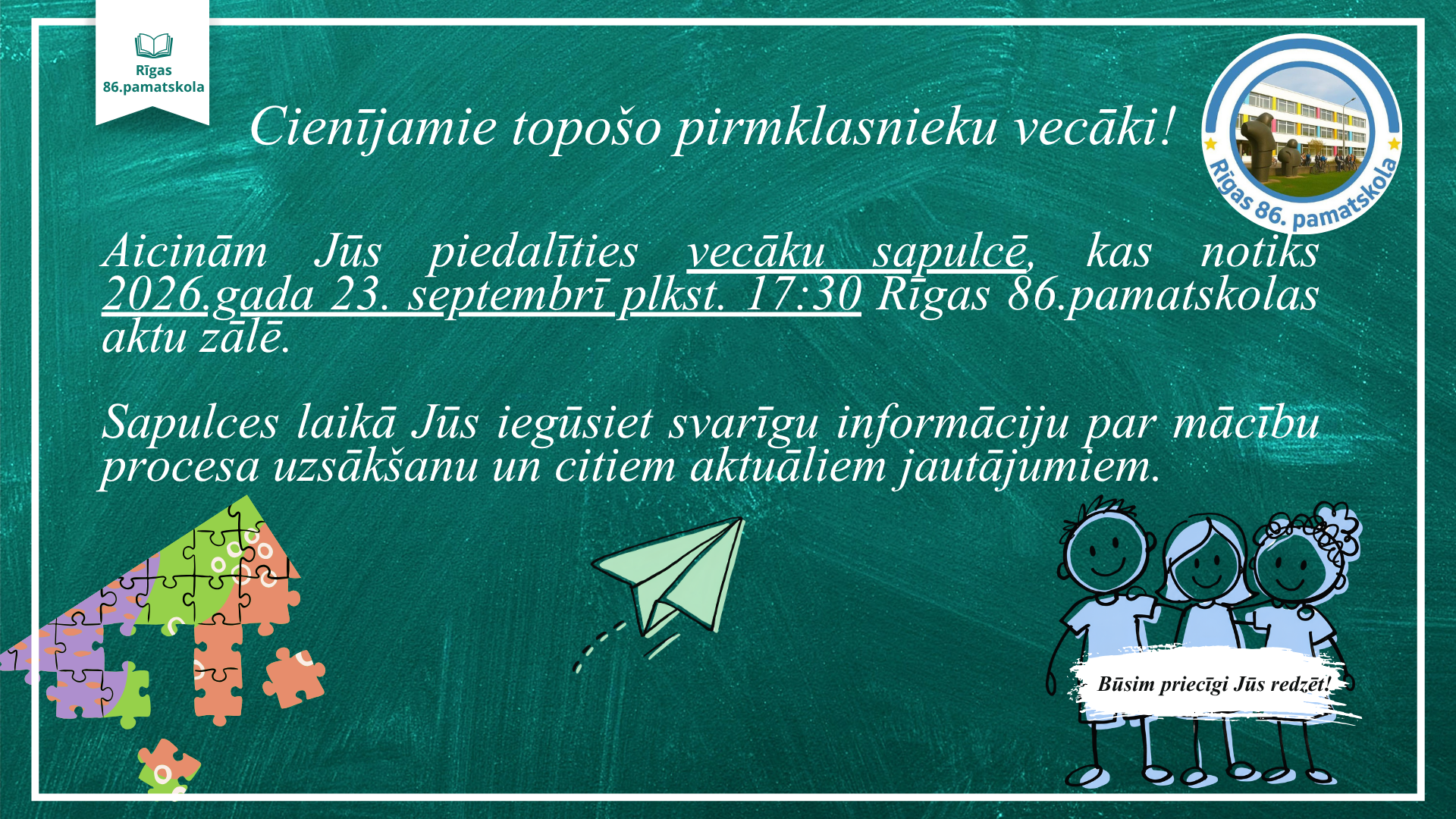 Topošo pirmklasnieku vecāku sapulce